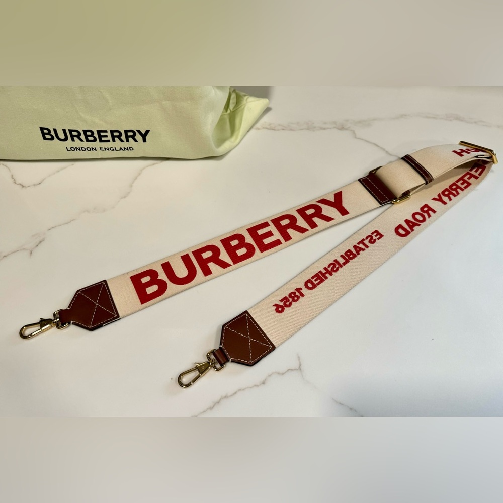 Authentic BURBERRY Horseferry Motif Webbed Bag Strap